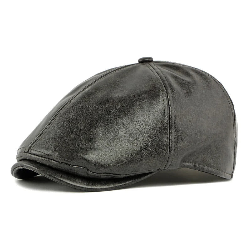 Cappello basco invernale vintage da uomo in similpelle - Grigio - Regolabile (21 5/8"-23 1/4") - image 6