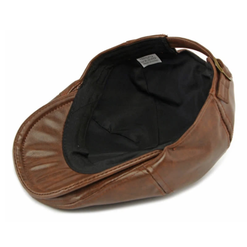 Cappello basco invernale vintage da uomo in similpelle - image 4