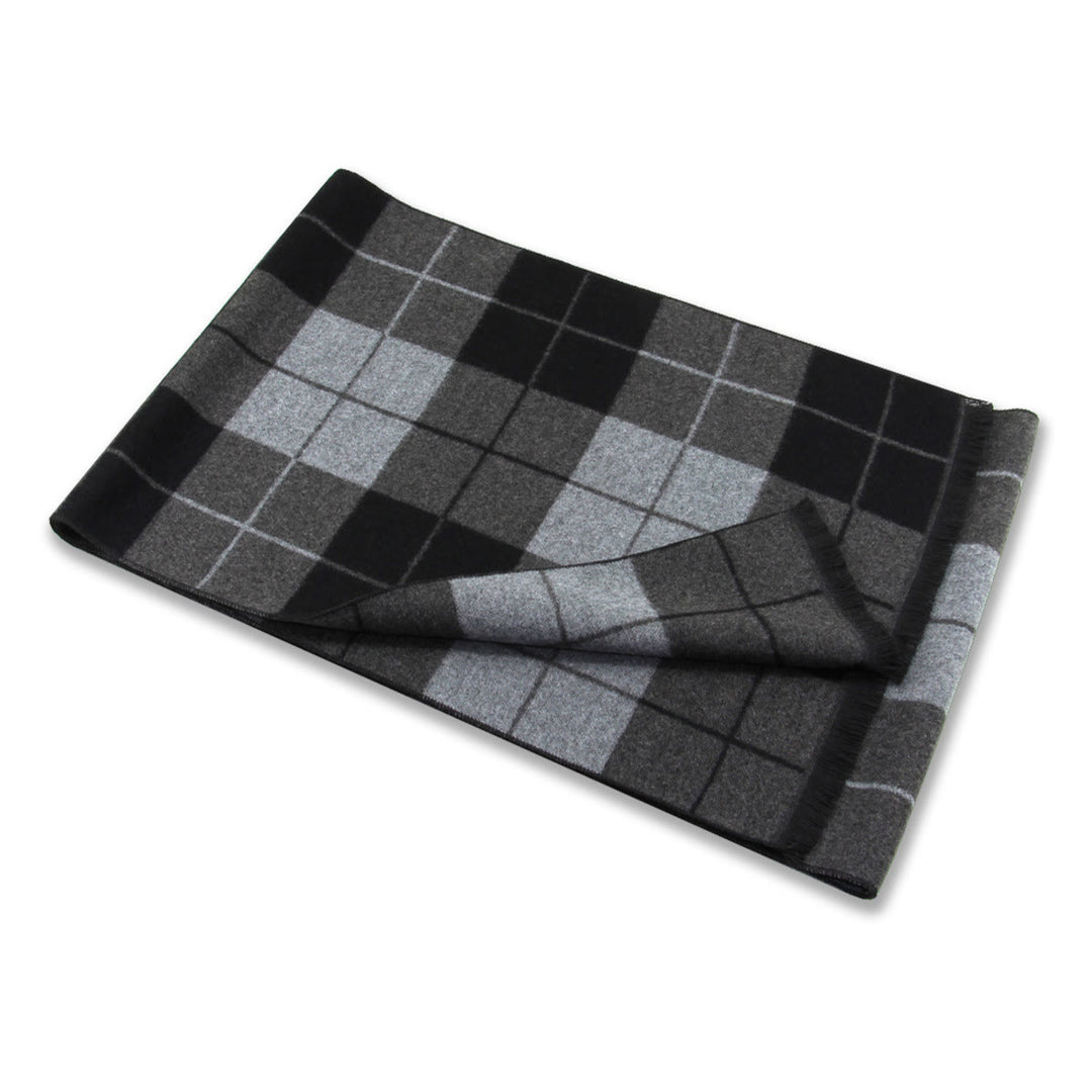 Sciarpa calda con nappe a quadri classici da uomo - image 8