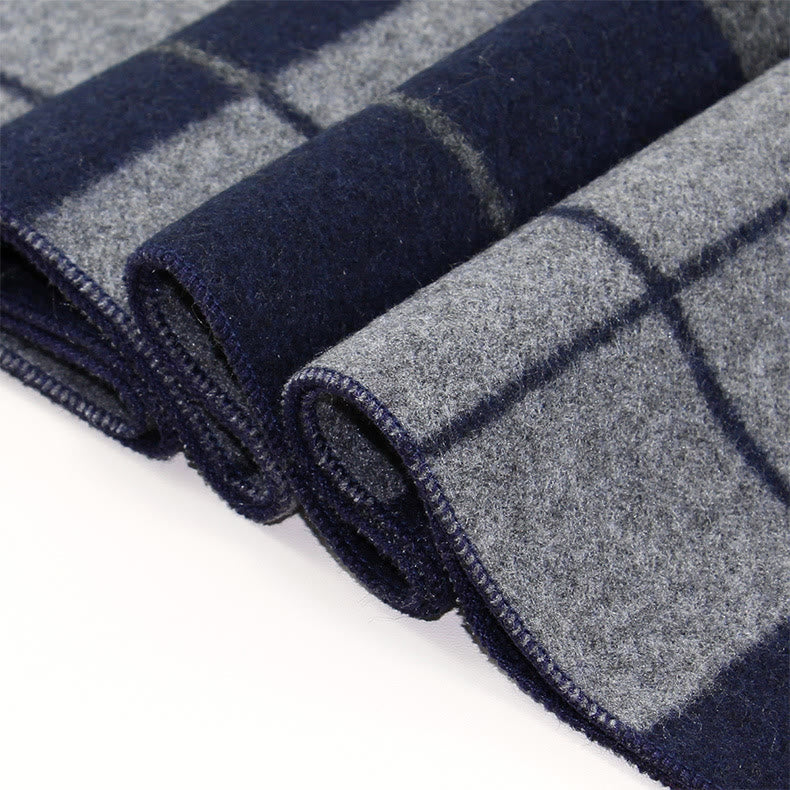 Sciarpa calda con nappe a quadri classici da uomo - image 1