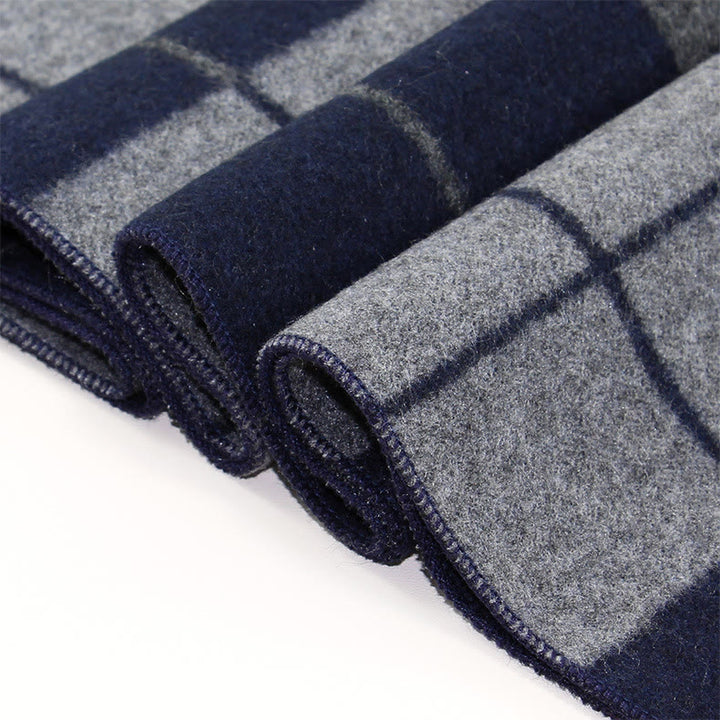 Sciarpa calda con nappe a quadri classici da uomo - image 1