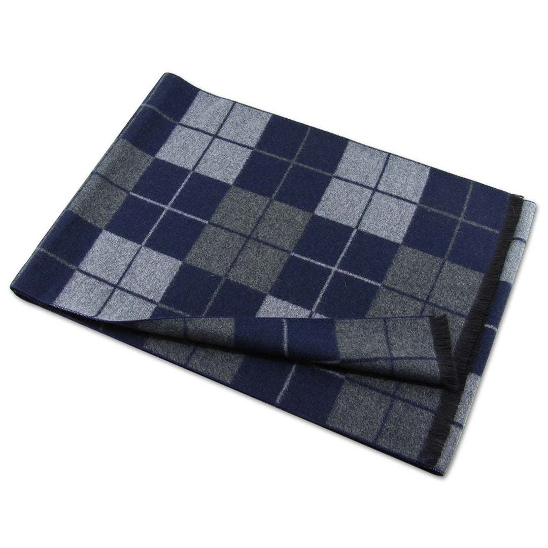 Sciarpa calda con nappe a quadri classici da uomo - image 2