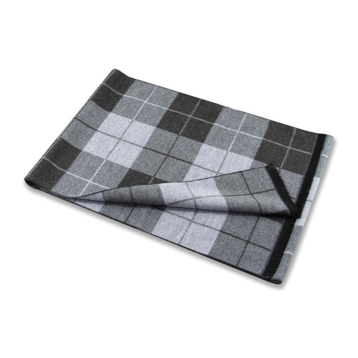 Sciarpa calda con nappe a quadri classici da uomo - image 11