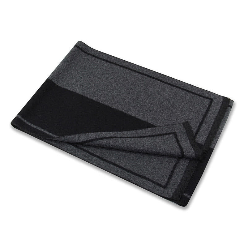Sciarpa calda con nappe e dettagli a righe classiche da uomo - image 10