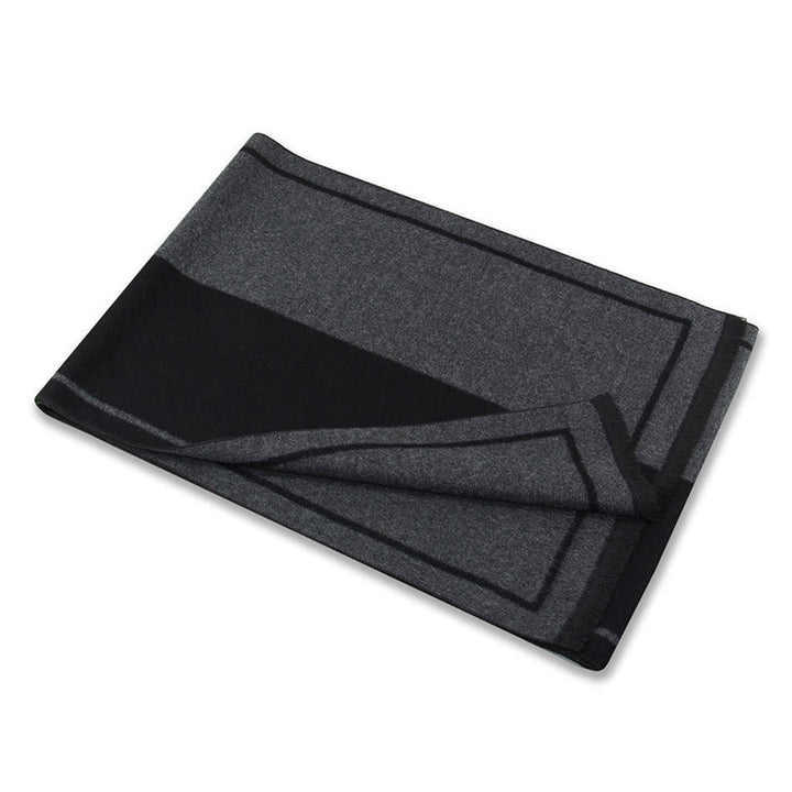 Sciarpa calda con nappe e dettagli a righe classiche da uomo - image 10