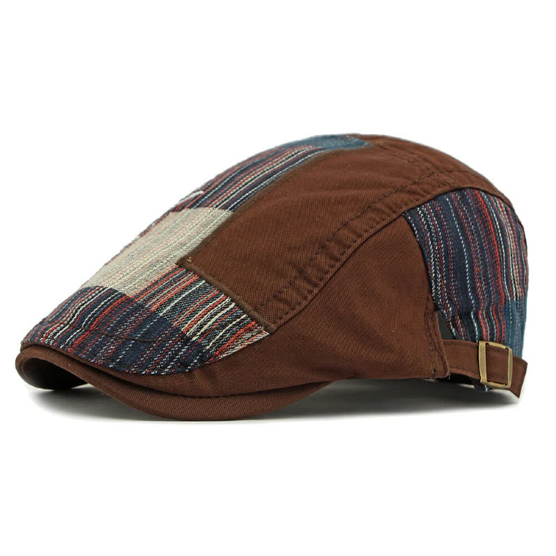 Cappello invernale da uomo con patchwork retrò colorato - Caffè - Regolabile (21 5/8"-23 5/8") - image 1