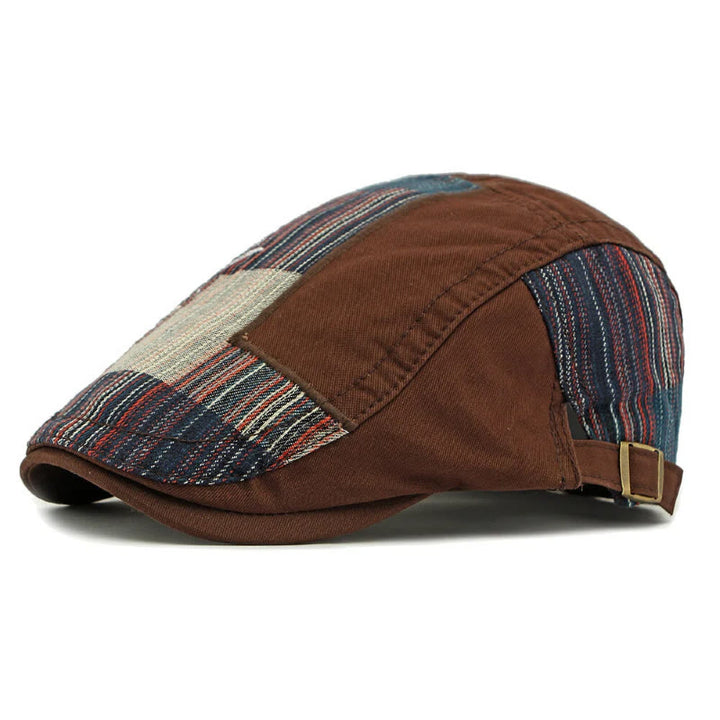 Cappello invernale da uomo con patchwork retrò colorato - Caffè - Regolabile (21 5/8"-23 5/8") - image 1