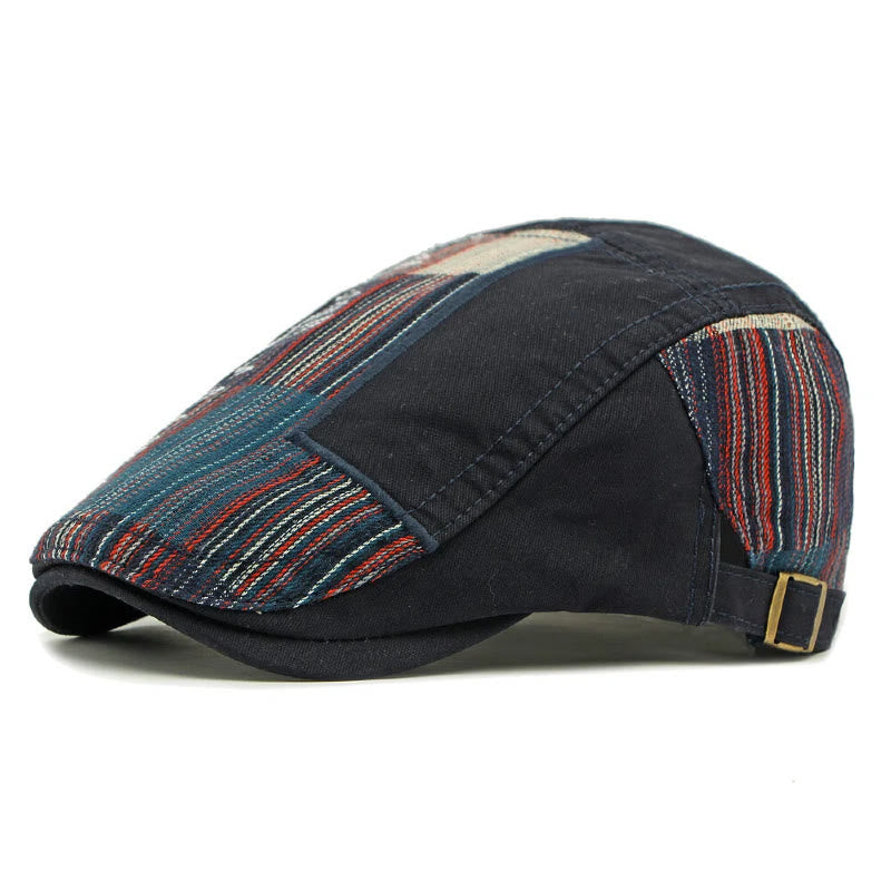 Cappello invernale da uomo con patchwork retrò colorato - Blu navy - Regolabile (21 5/8"-23 5/8") - image 5