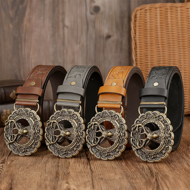 Cintura da uomo con fibbia in rilievo a forma di testa di cervo - image 1