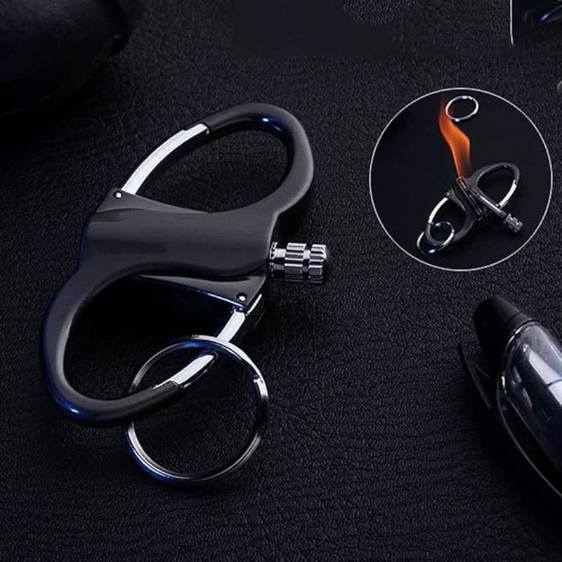 Accendino a cherosene riutilizzabile con fiammifero portachiavi a doppio anello - Nero - image 0