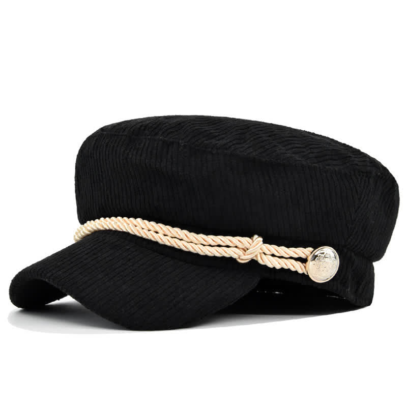 Cappello basco in stile marinaio con fascia intrecciata in velluto a coste - Nero - M (22"-22 7/8") - image 8