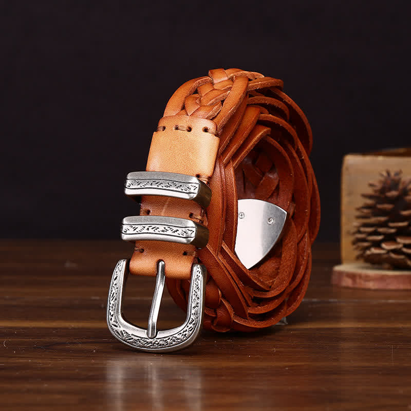 Cintura casual in pelle intrecciata a mano con fascino rustico - image 13