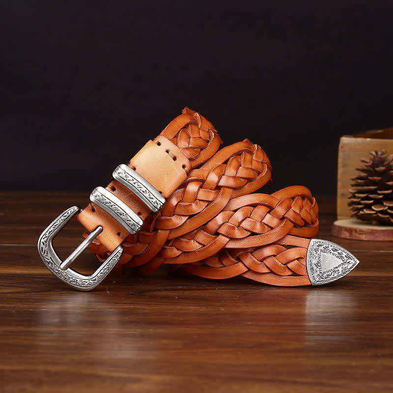 Cintura casual in pelle intrecciata a mano con fascino rustico - image 12