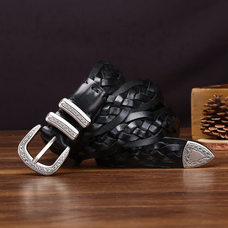 Cintura casual in pelle intrecciata a mano con fascino rustico - image 7