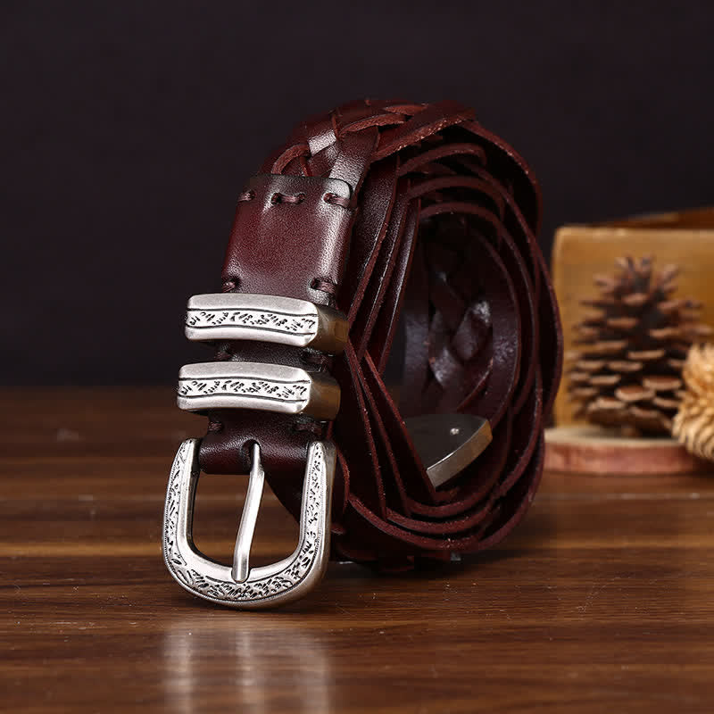Cintura casual in pelle intrecciata a mano con fascino rustico - image 10