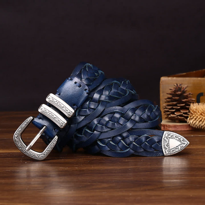 Cintura casual in pelle intrecciata a mano con fascino rustico - image 16