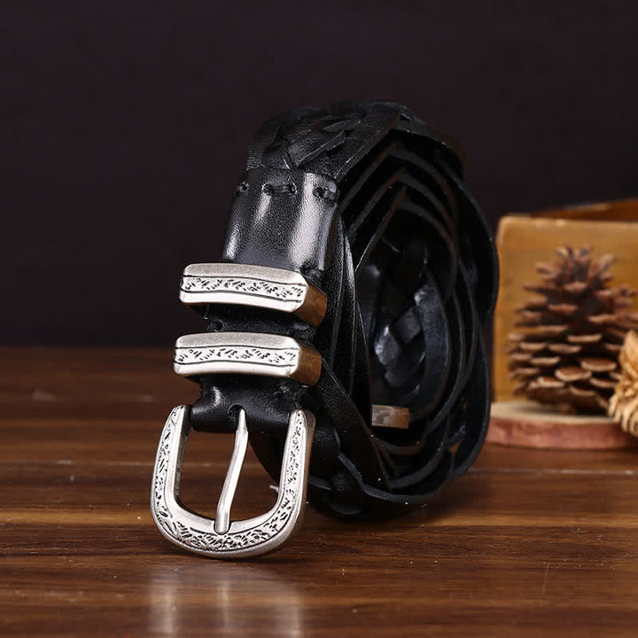 Cintura casual in pelle intrecciata a mano con fascino rustico - image 6