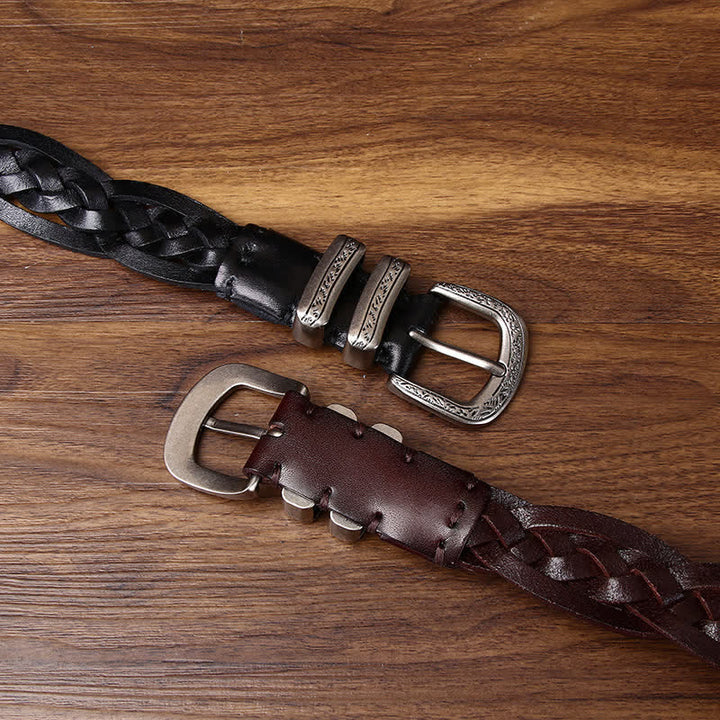 Cintura casual in pelle intrecciata a mano con fascino rustico - image 2