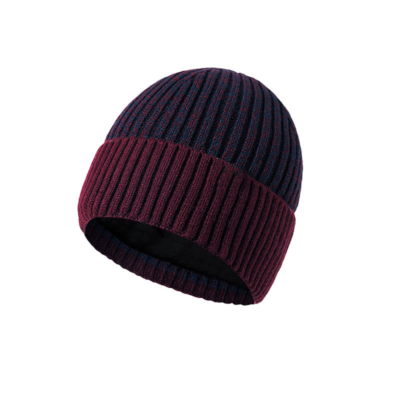 Berretto invernale da uomo in maglia con fodera in pile caldo - Rosso - Regolabile (circa 21 5/8"-23 1/4") - image 1