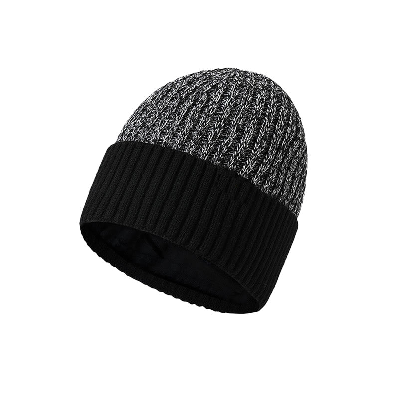 Berretto invernale da uomo in maglia con fodera in pile caldo - Nero - Regolabile (circa 21 5/8"-23 1/4") - image 2