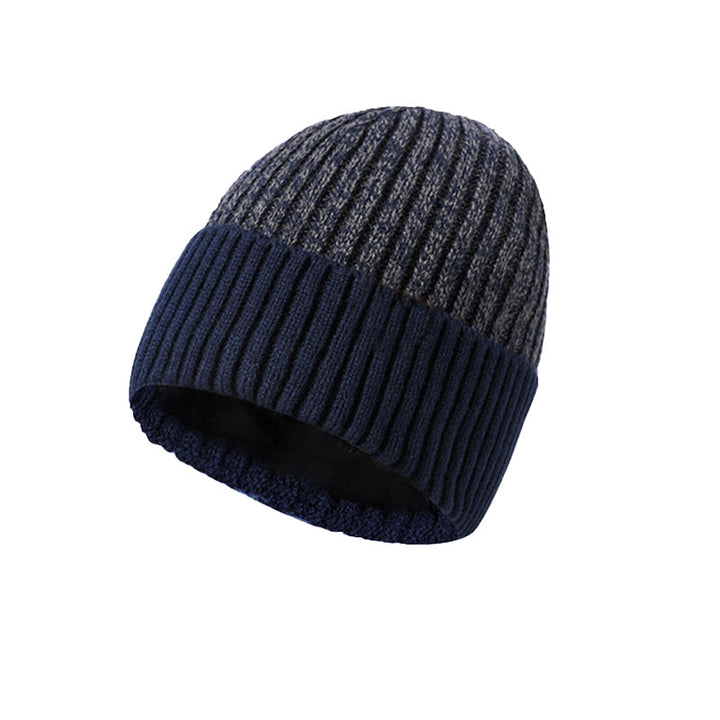 Berretto invernale da uomo in maglia con fodera in pile caldo - Blu navy - Regolabile (circa 21 5/8"-23 1/4") - image 5