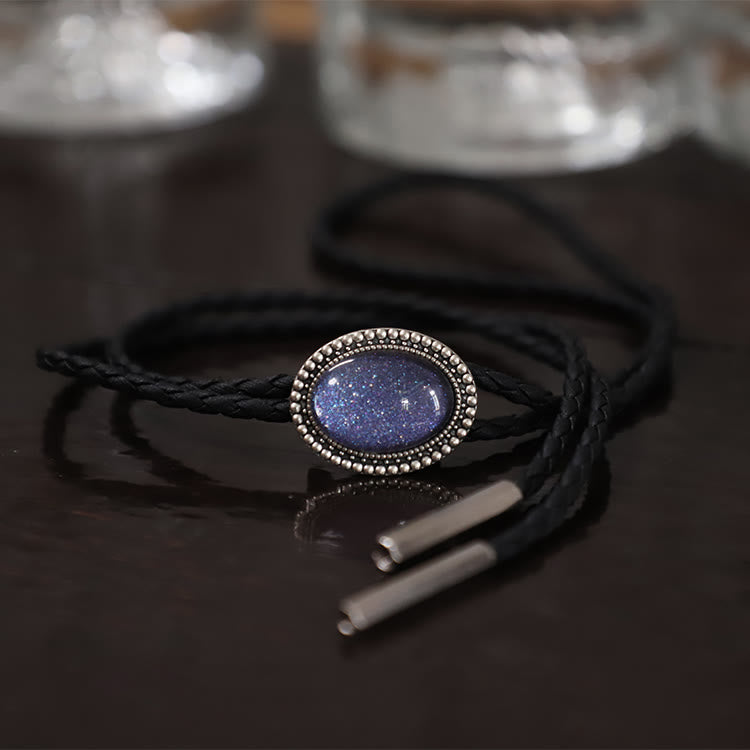 Cravatte Bolo in metallo retrò con gemme viola glitterate - image 1