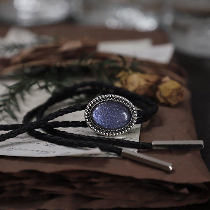 Cravatte Bolo in metallo retrò con gemme viola glitterate - image 5