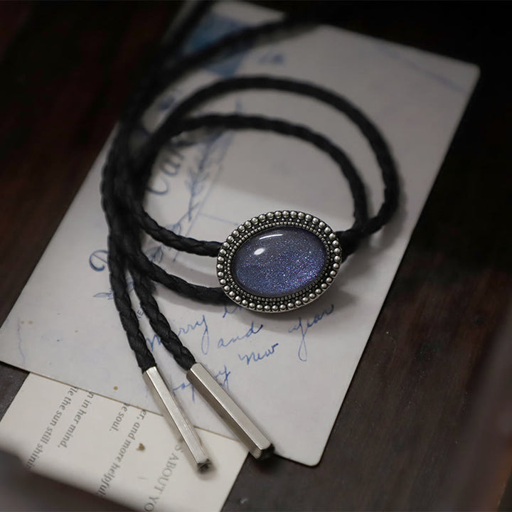 Cravatte Bolo in metallo retrò con gemme viola glitterate - image 4