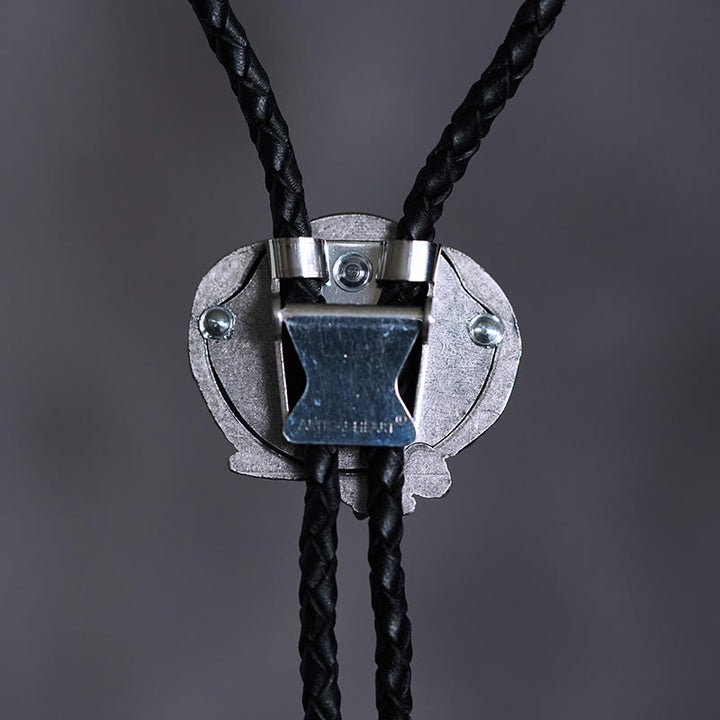 Cravatte Bolo in metallo vintage con pietra occhio di tigre e ali accentuate - image 5