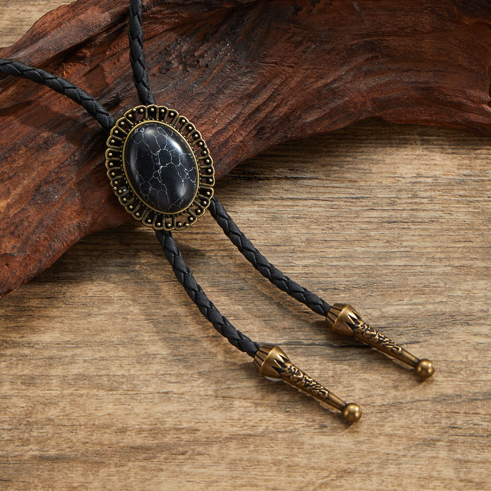 Cravatte Bolo con montatura in metallo retrò e pietre preziose naturali assortite - Stile n. 1 - image 1