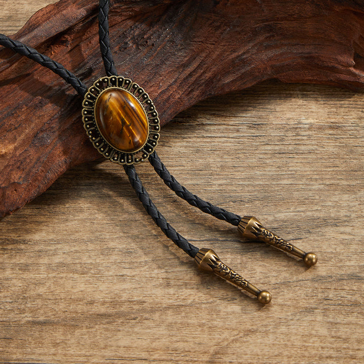 Cravatte Bolo con montatura in metallo retrò e pietre preziose naturali assortite - Stile n. 4 - image 4