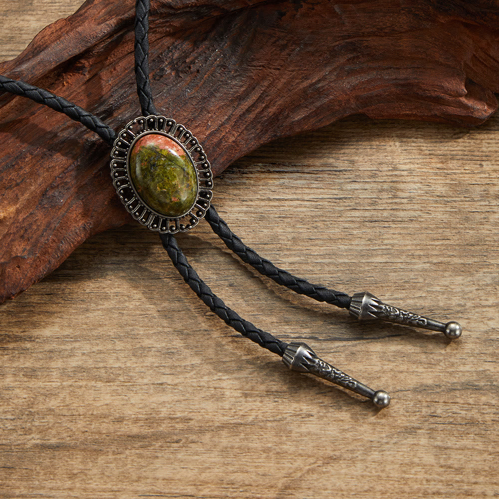 Cravatte Bolo con montatura in metallo retrò e pietre preziose naturali assortite - Stile n. 7 - image 7