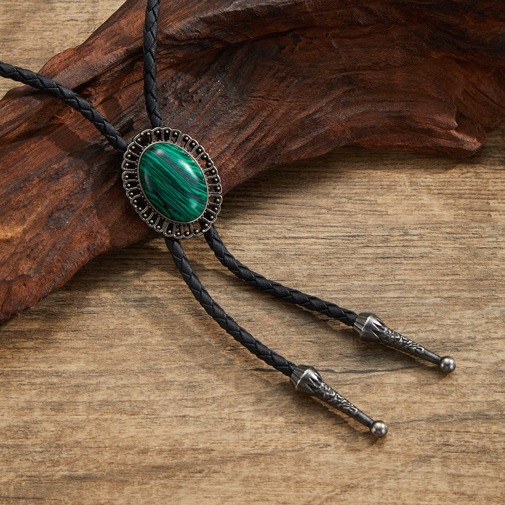 Cravatte Bolo con montatura in metallo retrò e pietre preziose naturali assortite - Stile n. 6 - image 6