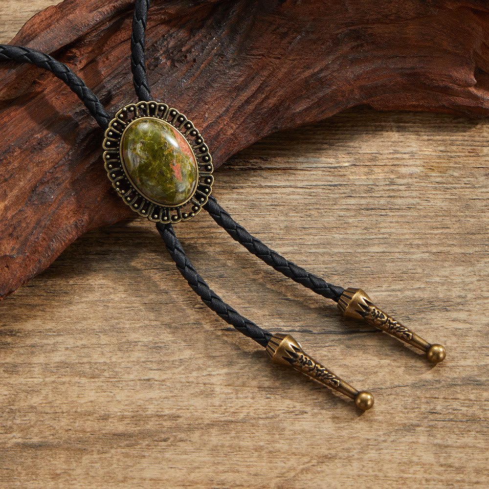 Cravatte Bolo con montatura in metallo retrò e pietre preziose naturali assortite - Stile n. 3 - image 3