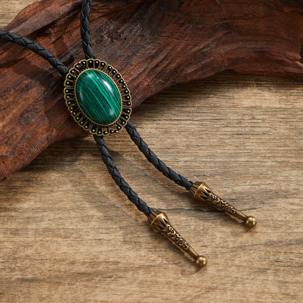 Cravatte Bolo con montatura in metallo retrò e pietre preziose naturali assortite - Stile n. 2 - image 2