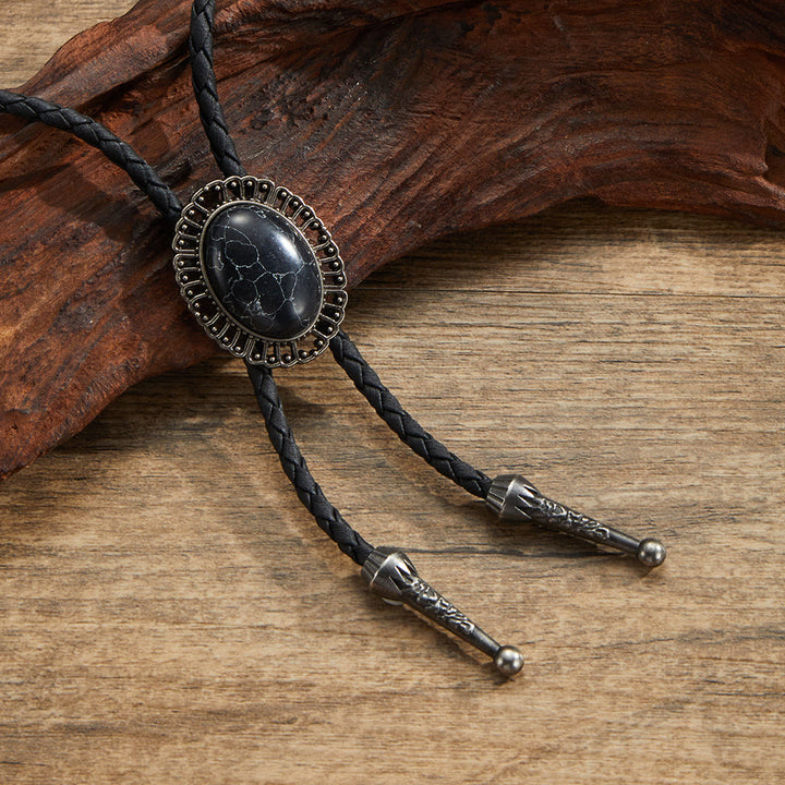 Cravatte Bolo con montatura in metallo retrò e pietre preziose naturali assortite - Stile n. 4 - image 4