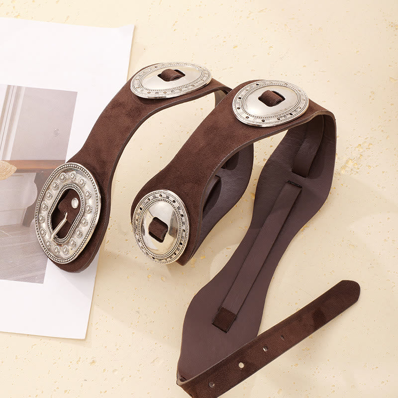 Cintura da donna in pelle scamosciata con fibbia decorata vintage e graziosa - image 1