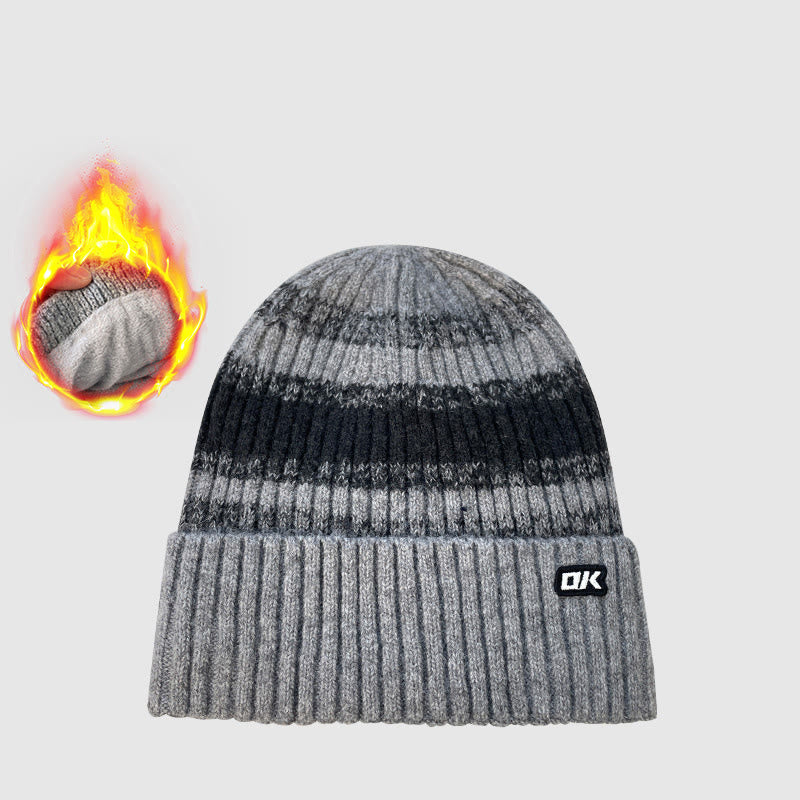 Berretto invernale da uomo in maglia a righe con fodera in pile - Grigio - Regolabile (21 1/4"-22 7/8") - image 3