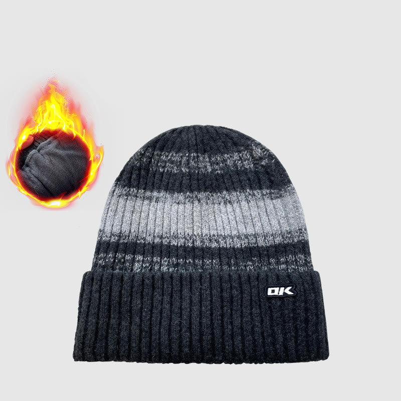 Berretto invernale da uomo in maglia a righe con fodera in pile - Grigio scuro - Regolabile (21 1/4"-22 7/8") - image 2