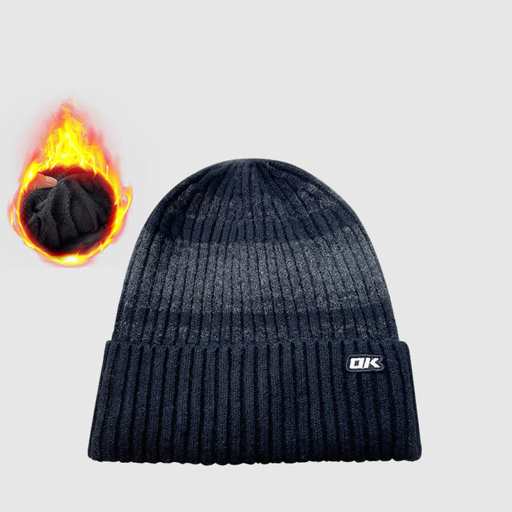 Berretto invernale da uomo in maglia a righe con fodera in pile - Nero - Regolabile (21 1/4"-22 7/8") - image 1