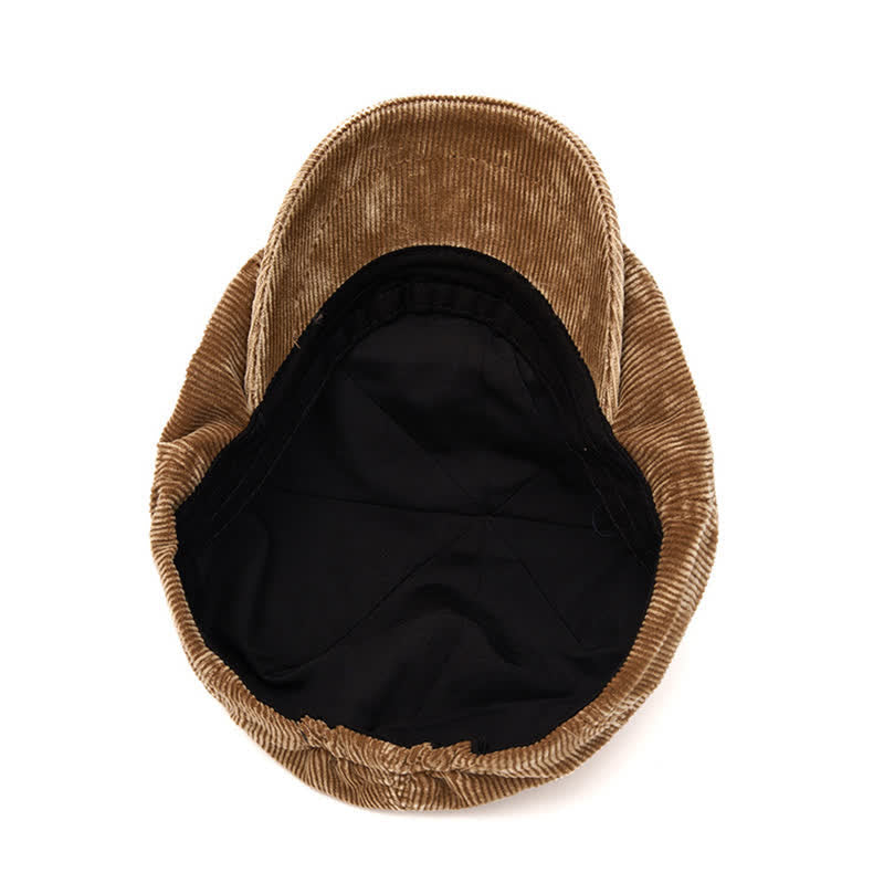 Cappello da giornalaio in velluto a coste tinta unita di ispirazione retrò - image 7