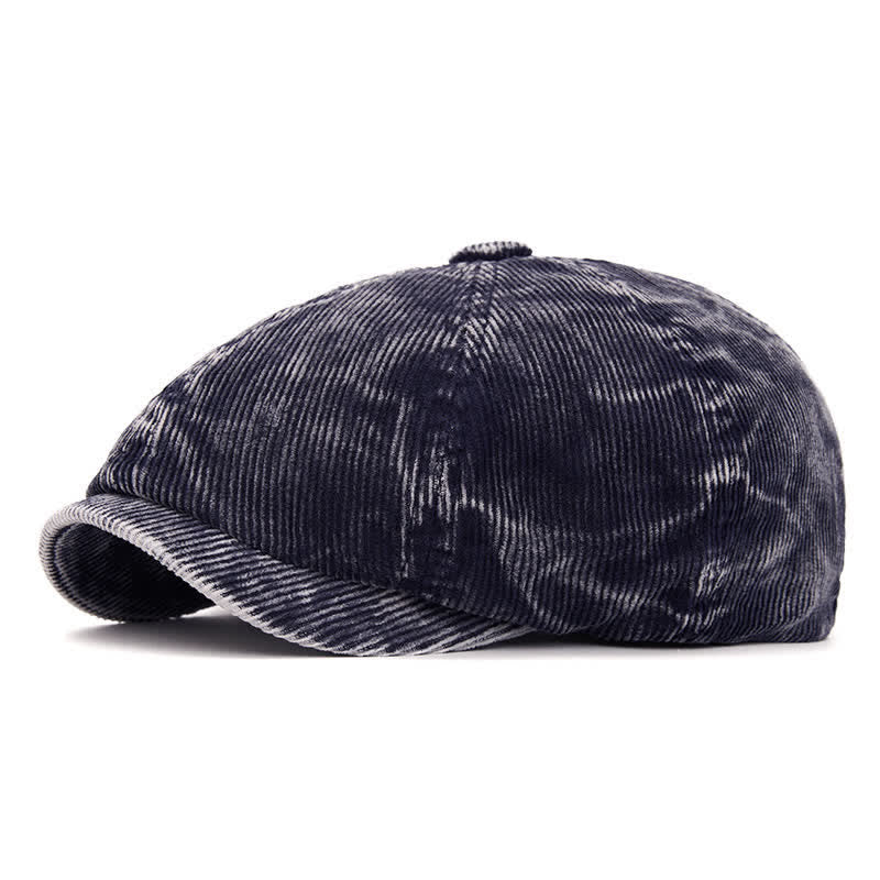 Cappello da giornalaio in velluto a coste tinta unita di ispirazione retrò - Marina - Regolabile (22 1/2"-24") - image 9