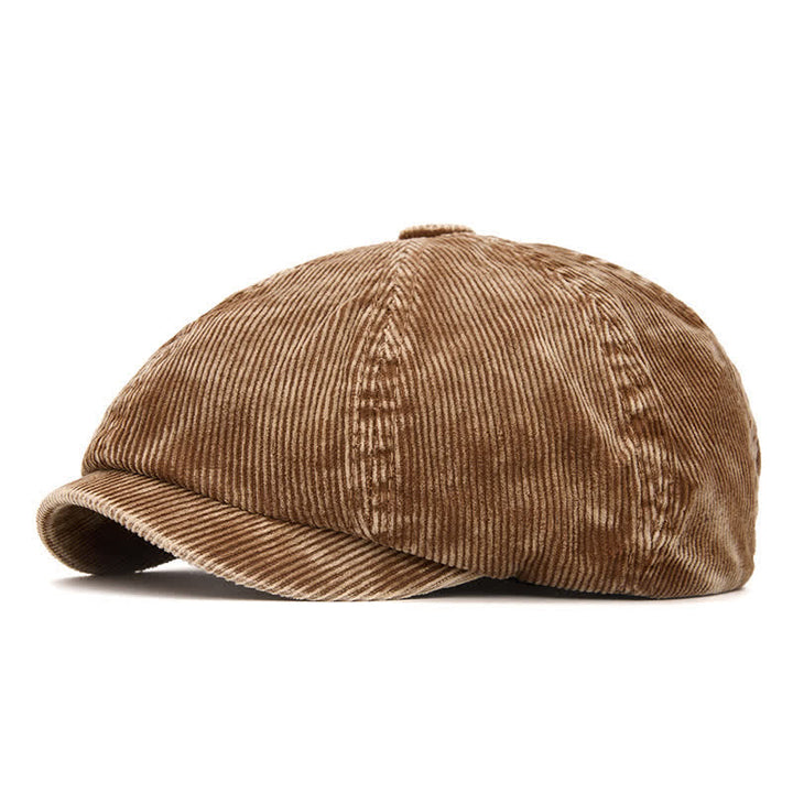 Cappello da giornalaio in velluto a coste tinta unita di ispirazione retrò - Cachi - Regolabile (22 1/2"-24") - image 0