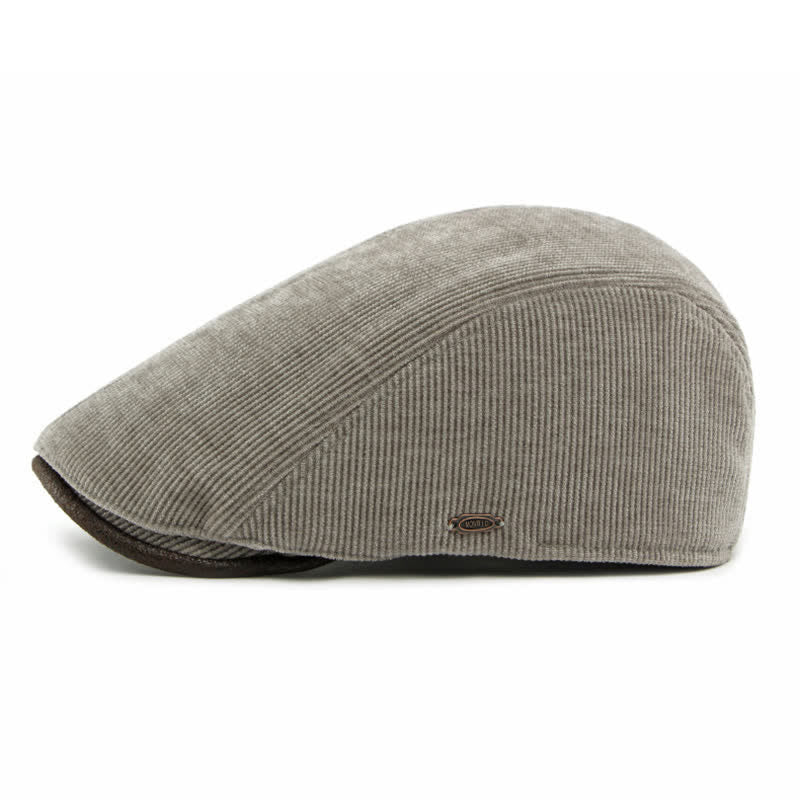Cappello basco moderno con tesa a contrasto in velluto a coste e parte superiore piatta - image 4