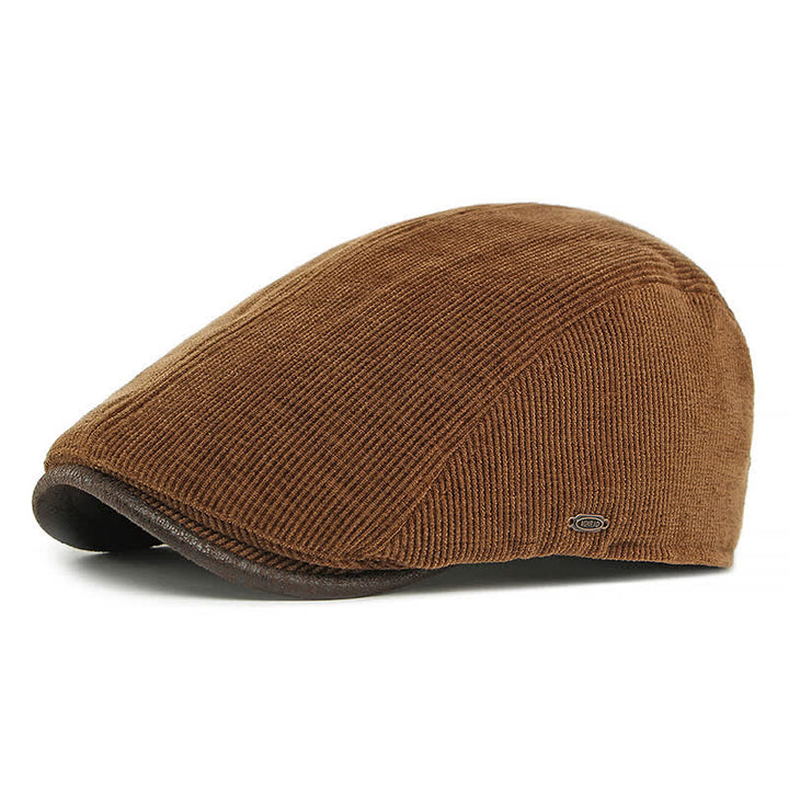 Cappello basco moderno con tesa a contrasto in velluto a coste e parte superiore piatta - Marrone - Regolabile (21 5/8"-23 1/4") - image 13