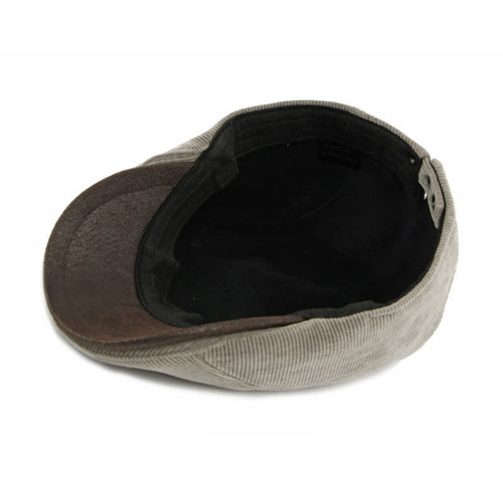 Cappello basco moderno con tesa a contrasto in velluto a coste e parte superiore piatta - image 8