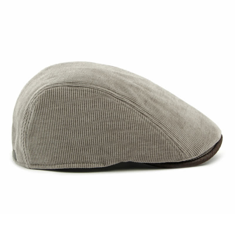 Cappello basco moderno con tesa a contrasto in velluto a coste e parte superiore piatta - image 5
