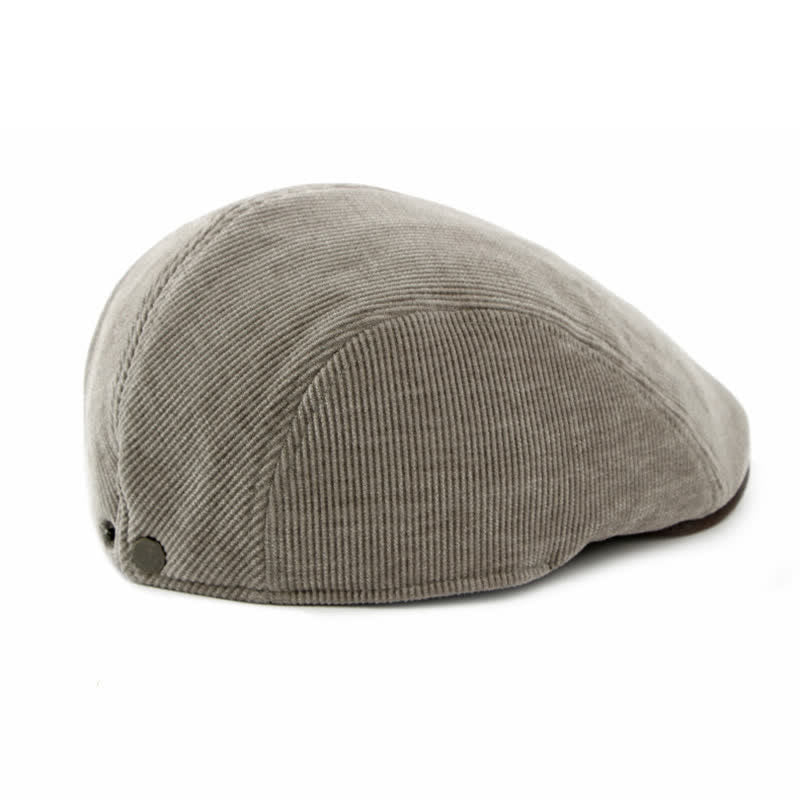 Cappello basco moderno con tesa a contrasto in velluto a coste e parte superiore piatta - image 6