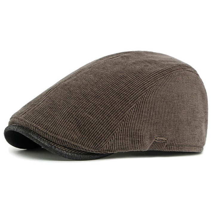Cappello basco moderno con tesa a contrasto in velluto a coste e parte superiore piatta - Caffè - Regolabile (21 5/8"-23 1/4") - image 11