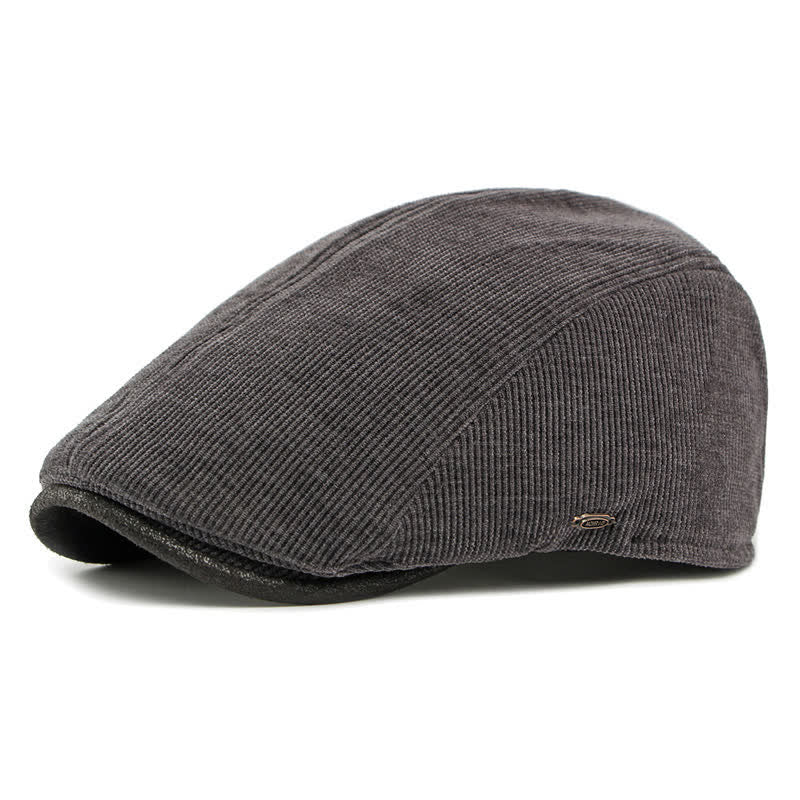 Cappello basco moderno con tesa a contrasto in velluto a coste e parte superiore piatta - Grigio scuro - Regolabile (21 5/8"-23 1/4") - image 9
